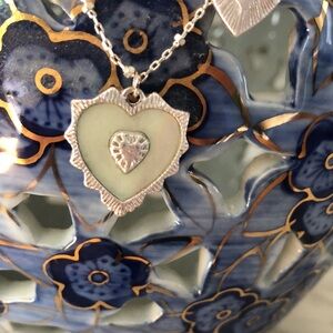 Silver Heart Stacked Pendant Necklace